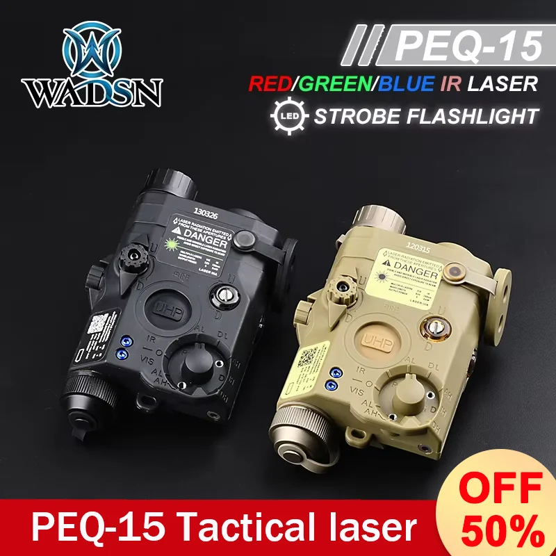 WADSN PEQ15 UHP Red Green Dot Laser IR Pointer Sight LED Flashlight Strobe Weapon light Airsoft Hunting Rifle Battery Case AR15