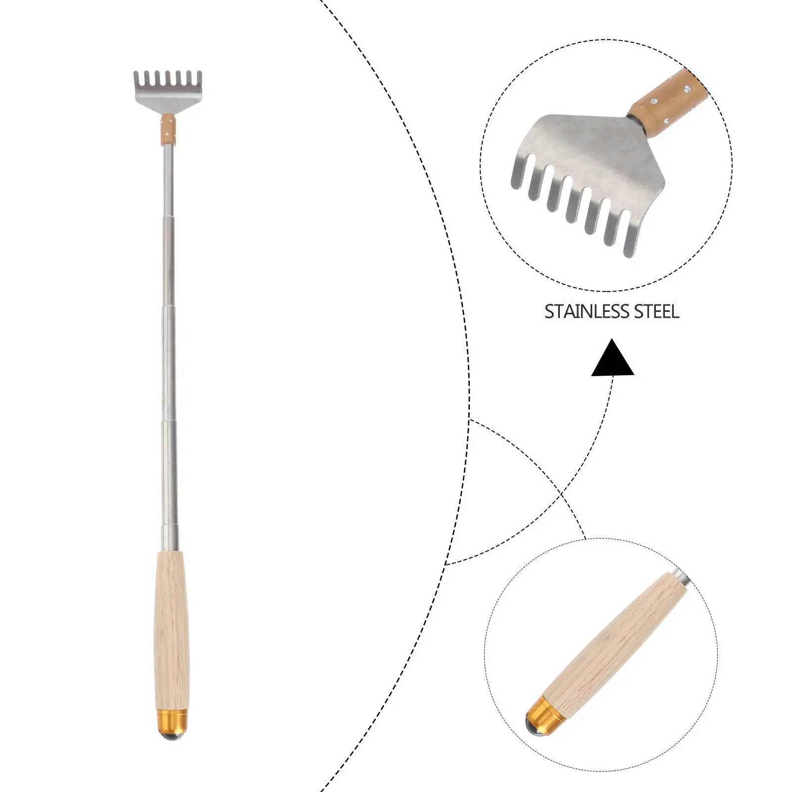 Telescopic Back Scratcher Wooden Extendable Scratcher Handheld Massager Tool Itch Relief Body Massage Backscratcher view 6