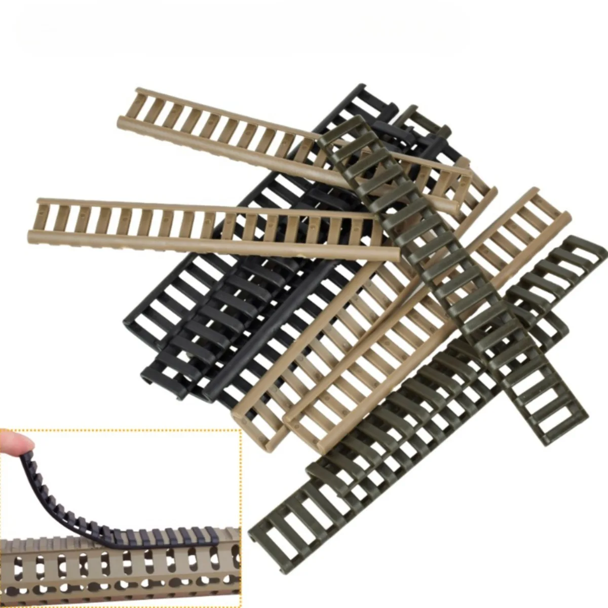 Taktische 4-teilige Gummiabdeckung mit 17 Schlitzen für 20mm Picatinny-Schiene, Airsoft-Handschutz in Leiterform
