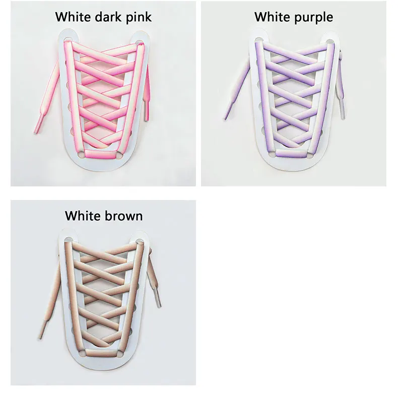 1 paar Elastische Schnürsenkel für Turnschuhe Flache Schnürsenkel für Sport Farbverlauf Tennis Schnürsenkel Gummi Bands Schnürsenkel – Detail 9
