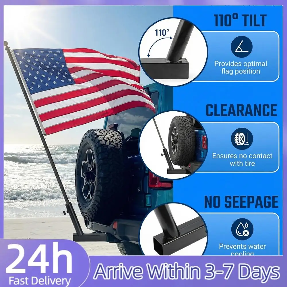 

Флагшток для грузовика с креплением на фаркоп 2 дюйма, универсальный, совместимый со стандартным фаркопом, для вечеринок на открытом воздухе, парадов, бездорожья