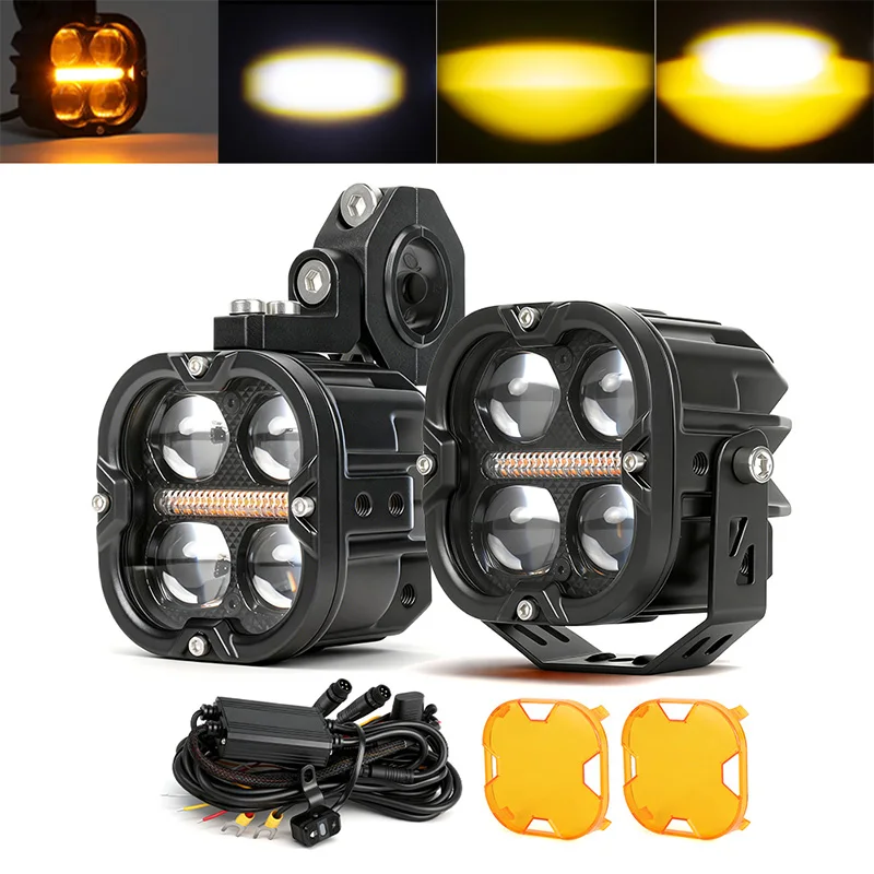 Super Bright High Low Beam Yellow Spotlight Offroad 3 Inch Led Motorcycle Projector Light Kit Auxiliary Lights For R1300 Gs RS