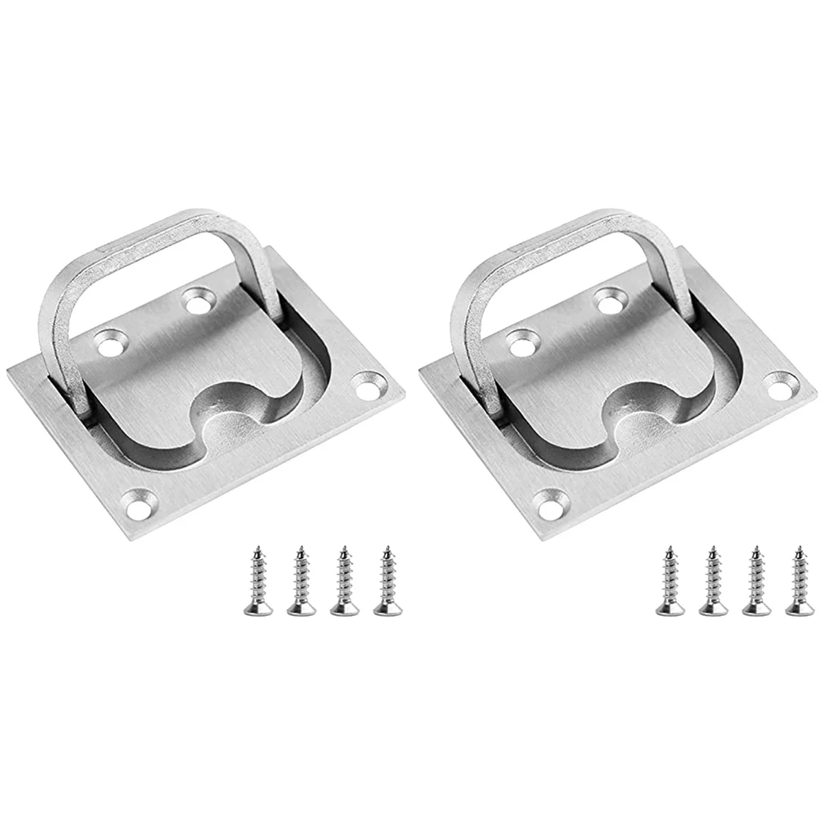 

2X Stainless Steel Hatch Latch Solid Boat Hatch Handles for Boat Deck Hatch Handles Ring Pulls Recessed Cover Handles