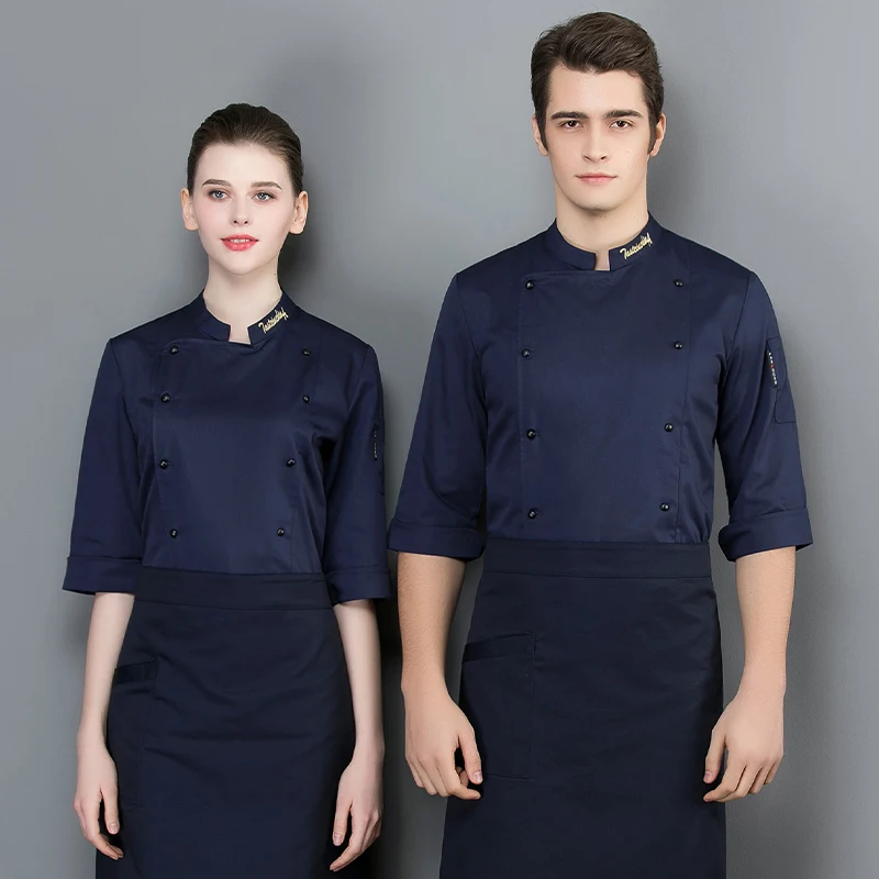 Uniforme de chef de cuisine pour hommes, veste de cuisinier, uniformes de serveur de restaurant, hôtel de cuisine, barbier, salopette, 73