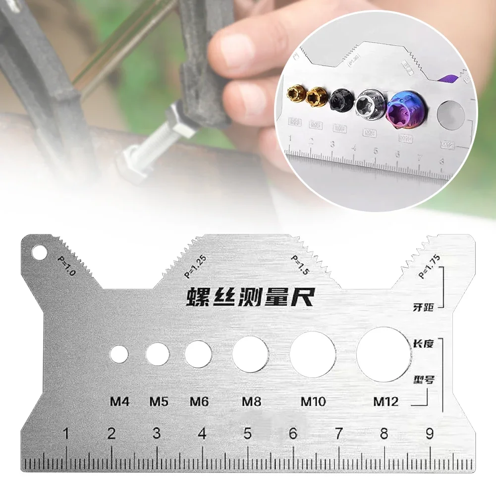 Portable Pocket Size Thread-bolt Checker Highly Stainless Steel Double-Sided-Bolt Gauge Card, Precise Bolt-Size Gauge