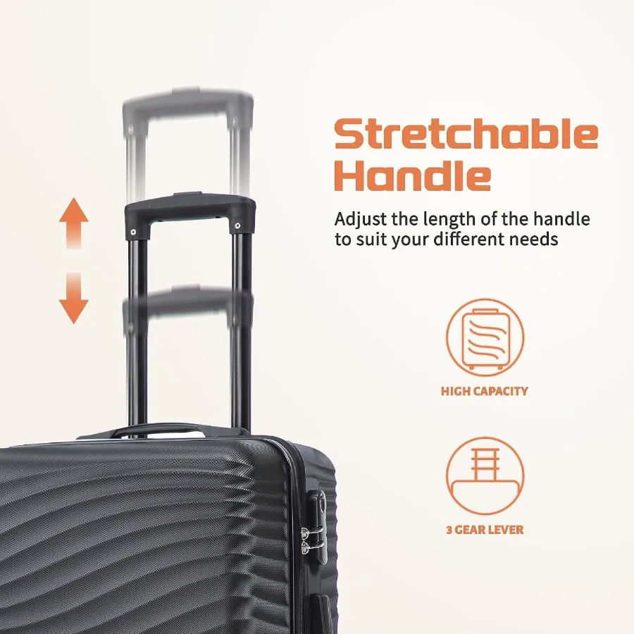 Luggage Sets 3 Pcs, ABS Suitcase Set 20/24/28,Hardside luggage with Spinner Wheels, Travel Luggage, 14x8x9 Airline Approved Car