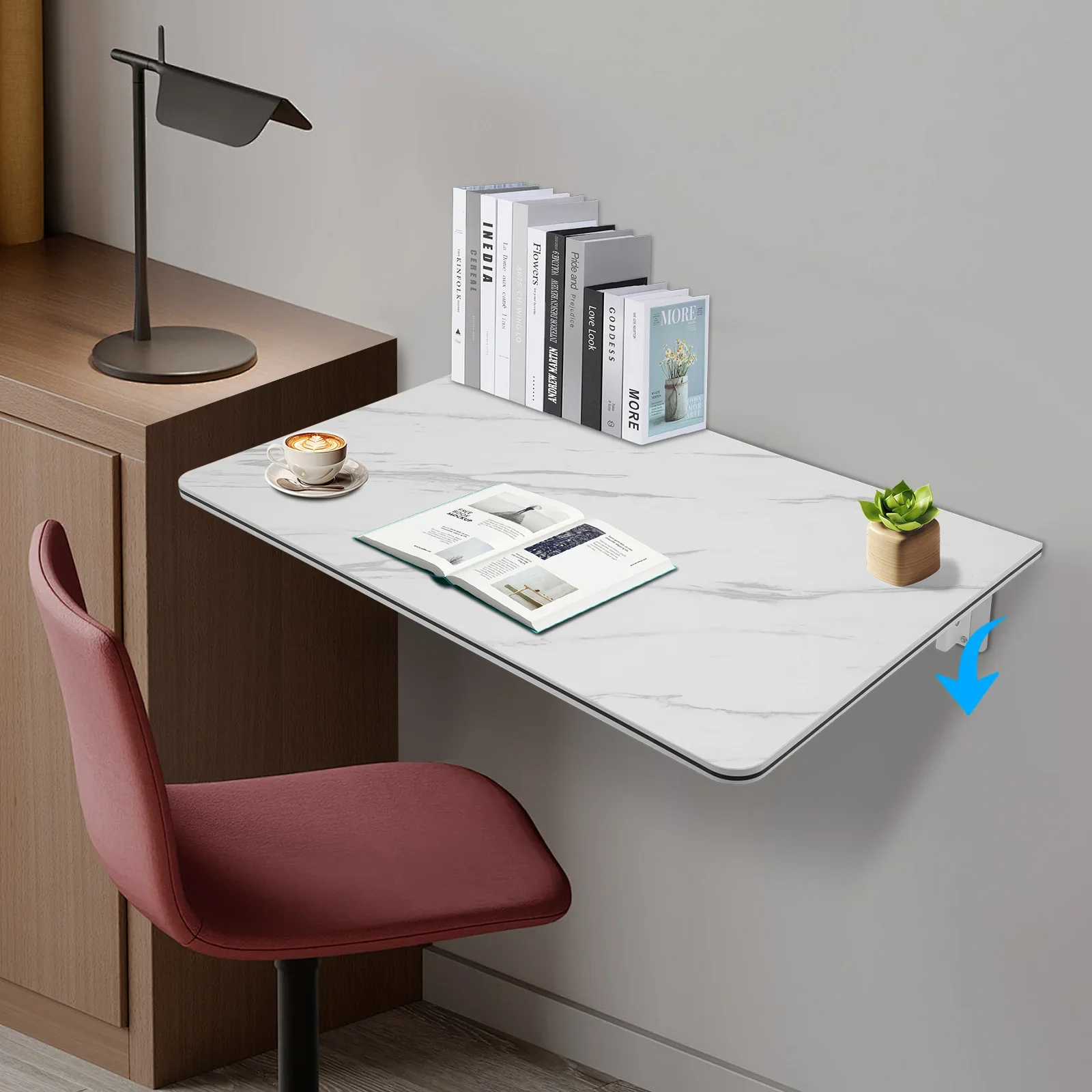 رفوف قابلة للطي على الحائط، طاولة طعام متعددة الوظائف مثبتة على الحائط وخالية من الثقوب للمطبخ