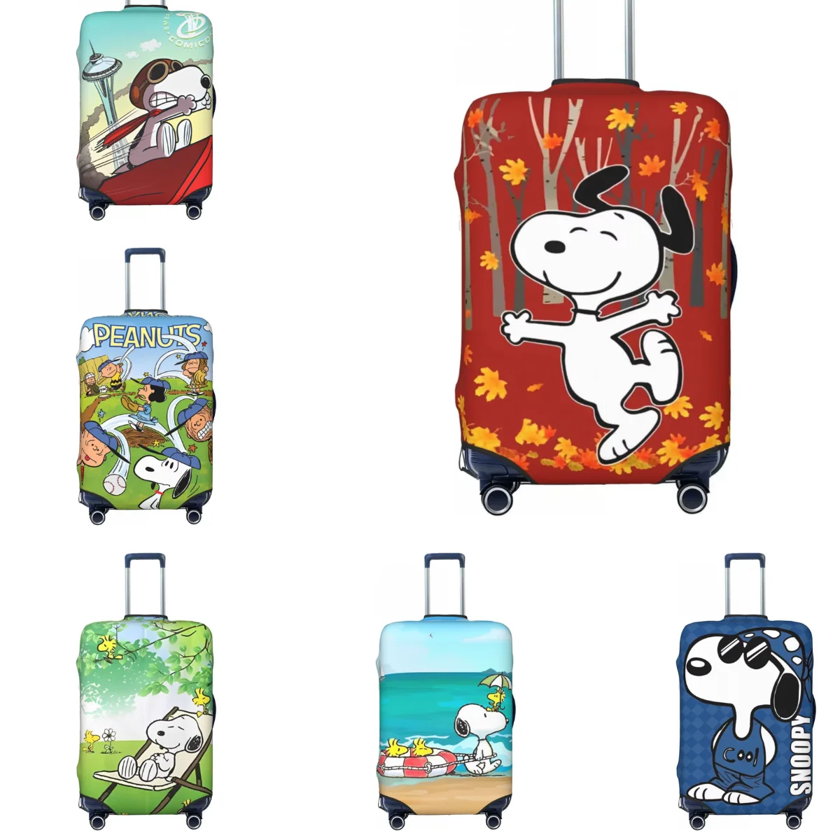 Sanrio Snoopy Woodstock With Friends Suitcase Cover Travel Protector Flight Elastic Luggage Supplies