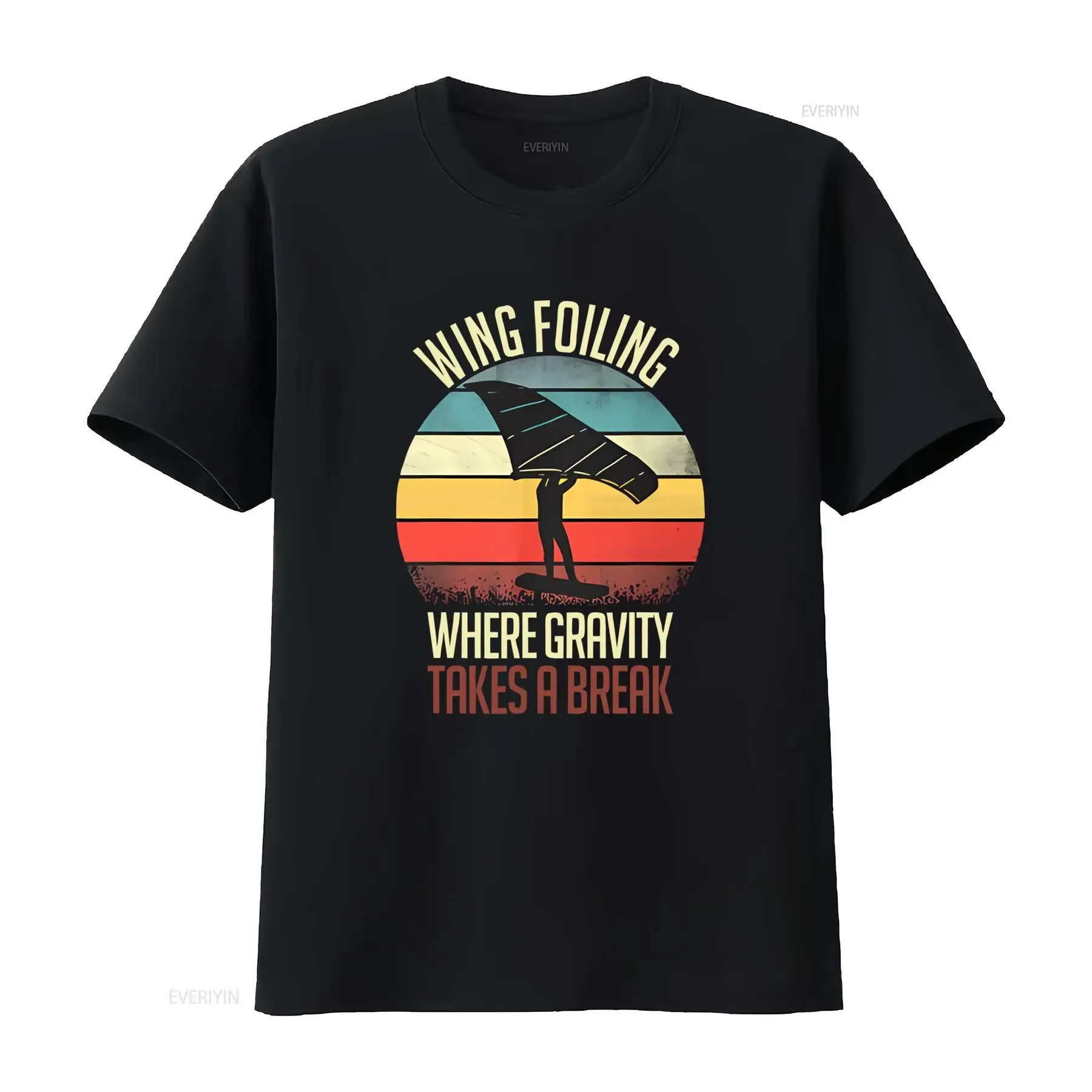 Wingfoil Surf T Shirt met Rugprint Hydrofoil Foilboard Waterdesign Casual Ronde Hals voor Wing Foil Liefhebbers Het Hele