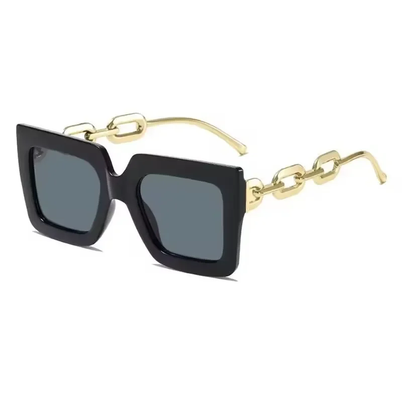 Chain Sunglasses with Large Frame Retro Trend Personalized Luxury Brand Design for Men Women Small Frame UV Resistant Sunglasses