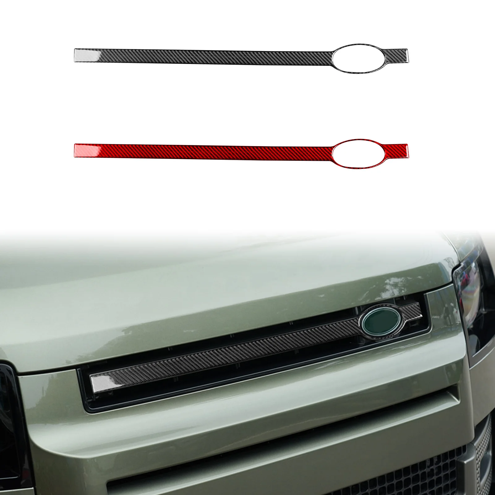 

For Land Rover Defender 2020—2023 Cars Accessories Carbon Fiber Front Auto Grille Cover Trim Sticker Decorative Modification