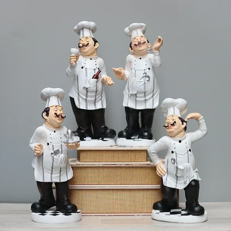 

Creative Chef sculpture Art Ornaments cake shop western restaurant cafe wine cabinet bar decoration Chef Resin Statue home decor