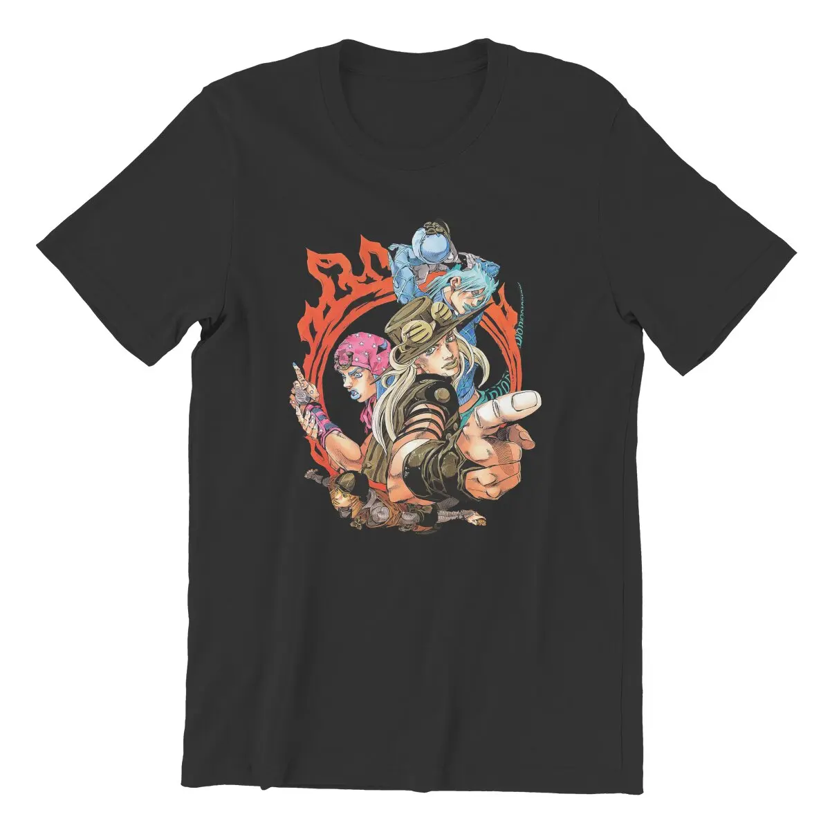 SBR Steel Ball Run Characters T-Shirts for Men Jojos Bizarre Adventure Anime Jjba Manga Humorous 100% Cotton printed Clothing