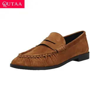 QUTAA Fashion Women Flats Shoes Woman Spring Loafers Genuine Leather Suede Casual Shoes…