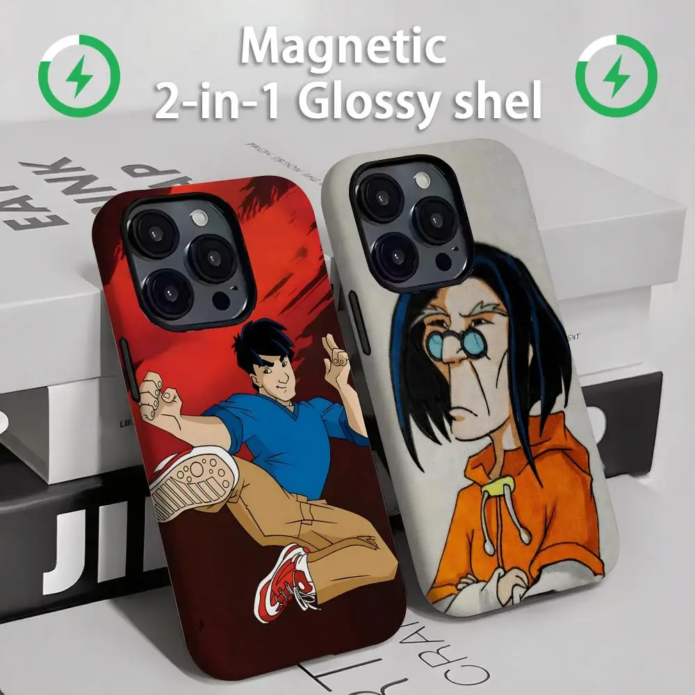 Чехол для телефона Jackie Chan Adventures1 с магнитной глянцевой оболочкой 2-в-1 для iPhone 16e 16 15 14 13 12 11 Pro Max Plus mini XS