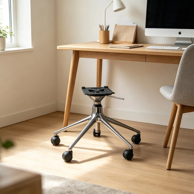 Aluminum Four-star Swivel Lift Chair Base, Heavy-duty Support Legs with Cable Organizer Tray, Hardware Fittings for Office Desk.