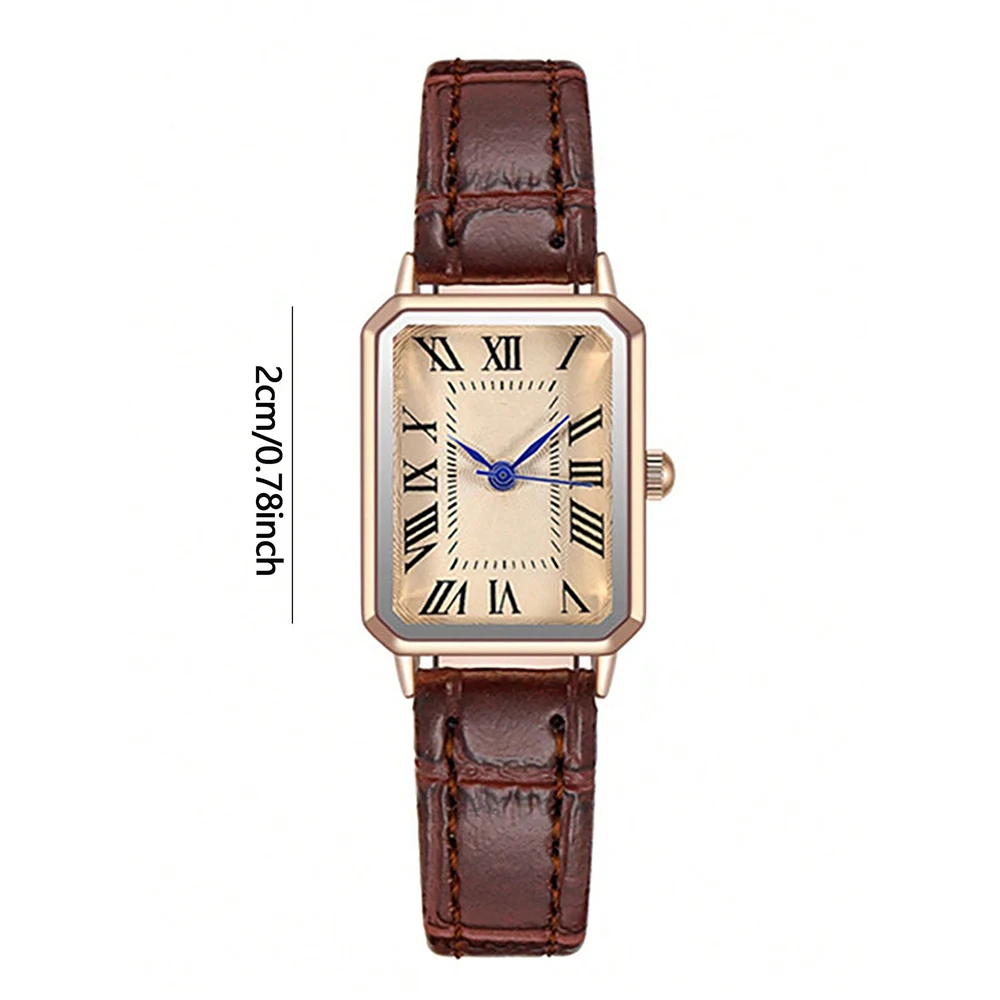Relógios retrô clássico casual quartzo mostrador pulseira de couro relógio retangular relógios de pulso da moda para mulheres