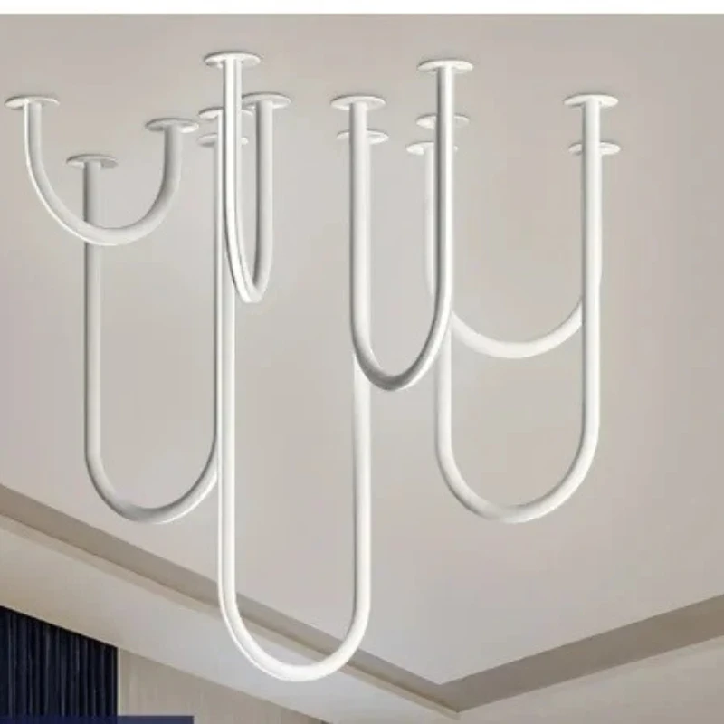 

Скандинавский роскошный белый светодиодный изогнутый U-образный алюминиевый потолочный светильник для спальни, гостиной, домашнего декора, атмосферное освещение