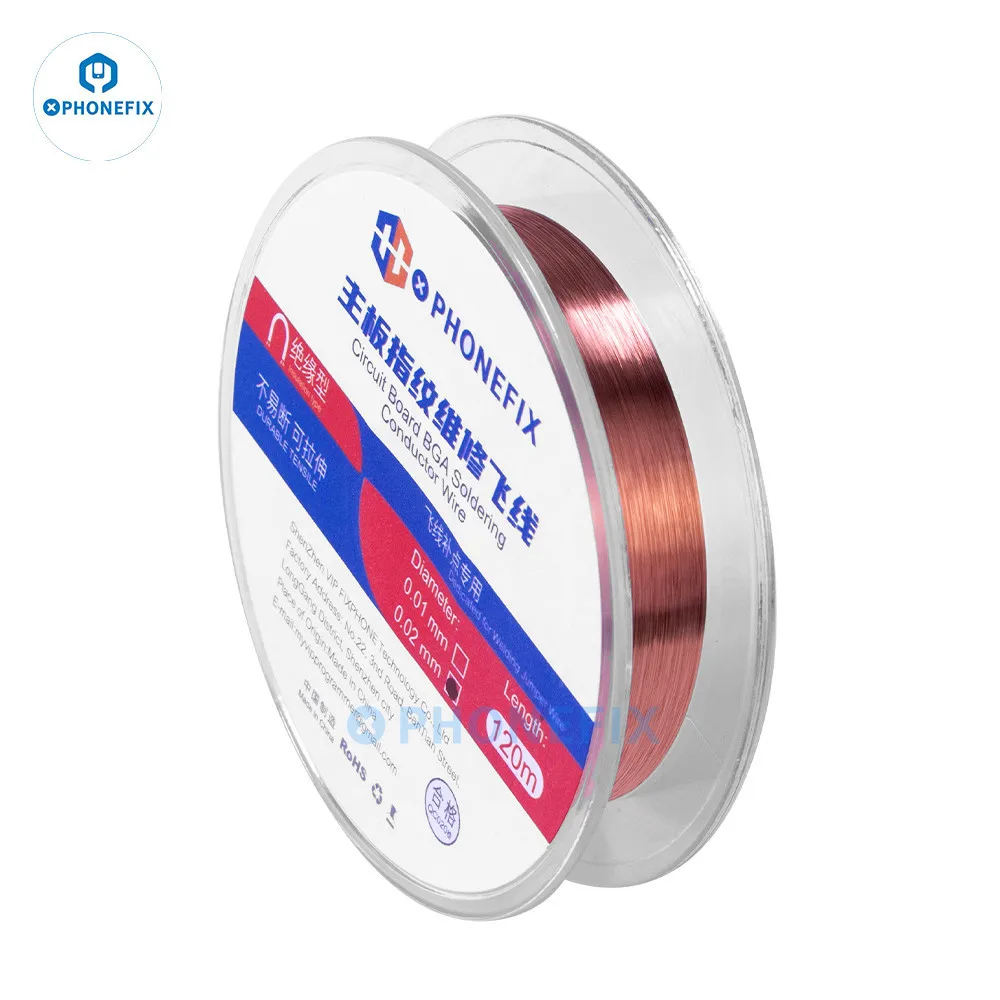 0.01mm 0.02mm insulated soldering jumper wire conductor wire for Cell Phone Tablet logic board BGA chip solder repair