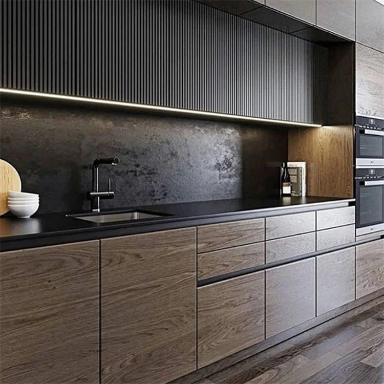 Australian Luxury Modern Modular Kitchen Cabinets with Laminate Marble Options Sink Faucet Hinge Customizable Ready Assemble