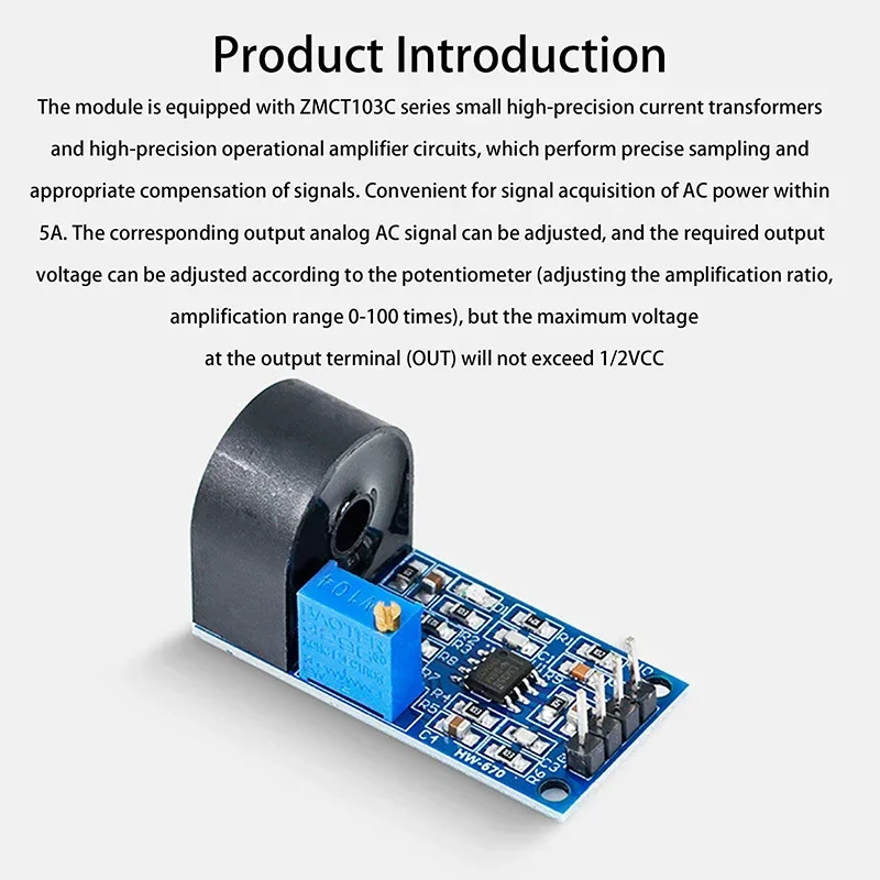 وحدة محول التيار الصغير الدقيقة على متن الطائرة ZMCT103C، تيار متردد أحادي الطور 5A، متوفر في 1/3/5 قطع #5