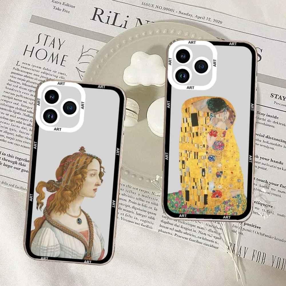 Art Aesthetics Famous paintings Phone Case For iPhone 11 12 Mini 13 14 Pro Max Transparent Shell