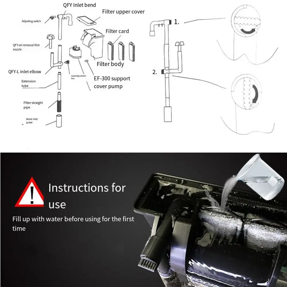 

Adjustable Flow Slim Aquarium Filter Waterfall Type Stay Clean Technology Hang-On The Back Power Filter Oxygenation Silence