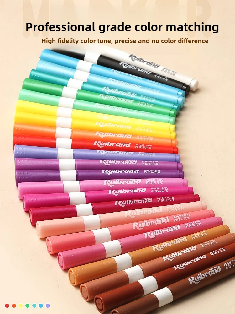 24/36/48/60 ألوان أقلام طلاء أكريليك رسم اللوحة اللعب فرشاة القلم لا تنزف قابل للغسل الفن اللوازم المدرسية للأطفال الطلاب #4