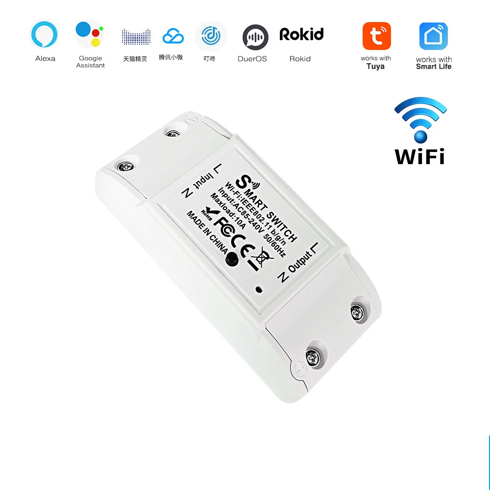 Tuya WiFi Smart Light Switch Universal Breaker Timer Smart Life APP Wireless Remote Control Modules Work Via Alexa Google Home