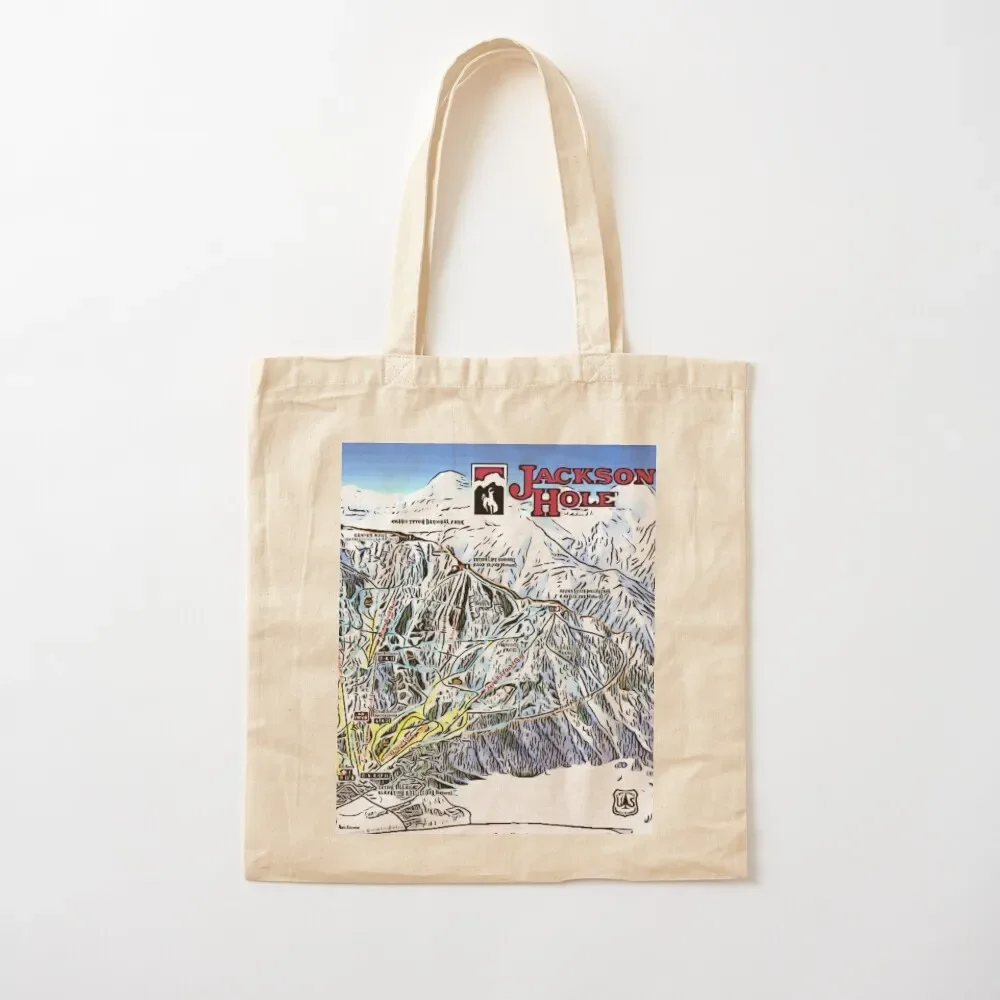 Jackson Hole Map Tote Bag Canvas bag Portable shopping bag tote woman