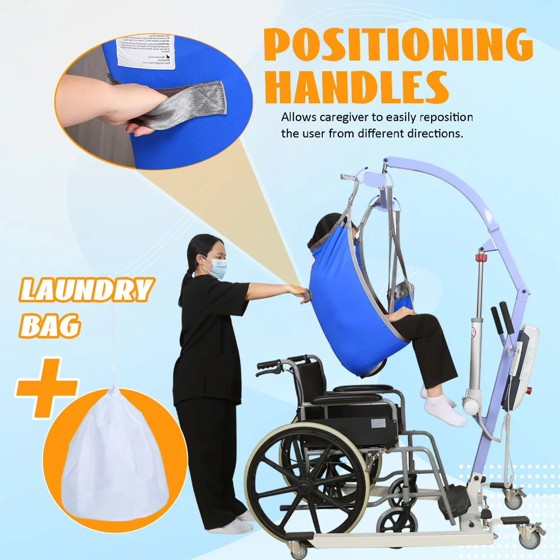 

Ehucon Divided Leg Hoyer Sling Patient Transfer Hoist Strap with Lower Back Support 500lb SWL Lifting & Positioning