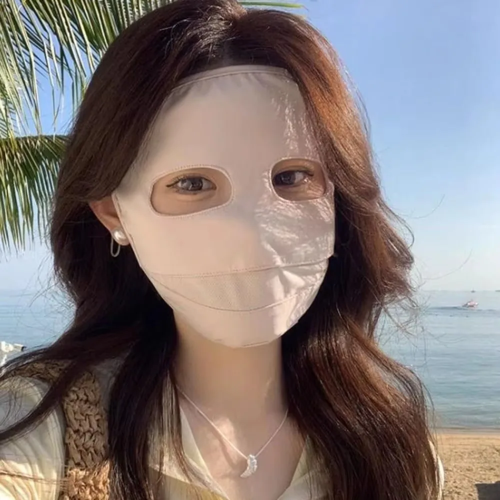 

Thin Sunscreen Face Scarf Ice Silk Mask Full Face Solid Color Face Cover Face Scarves Sunscreen Veil Face Gini Mask Cycling