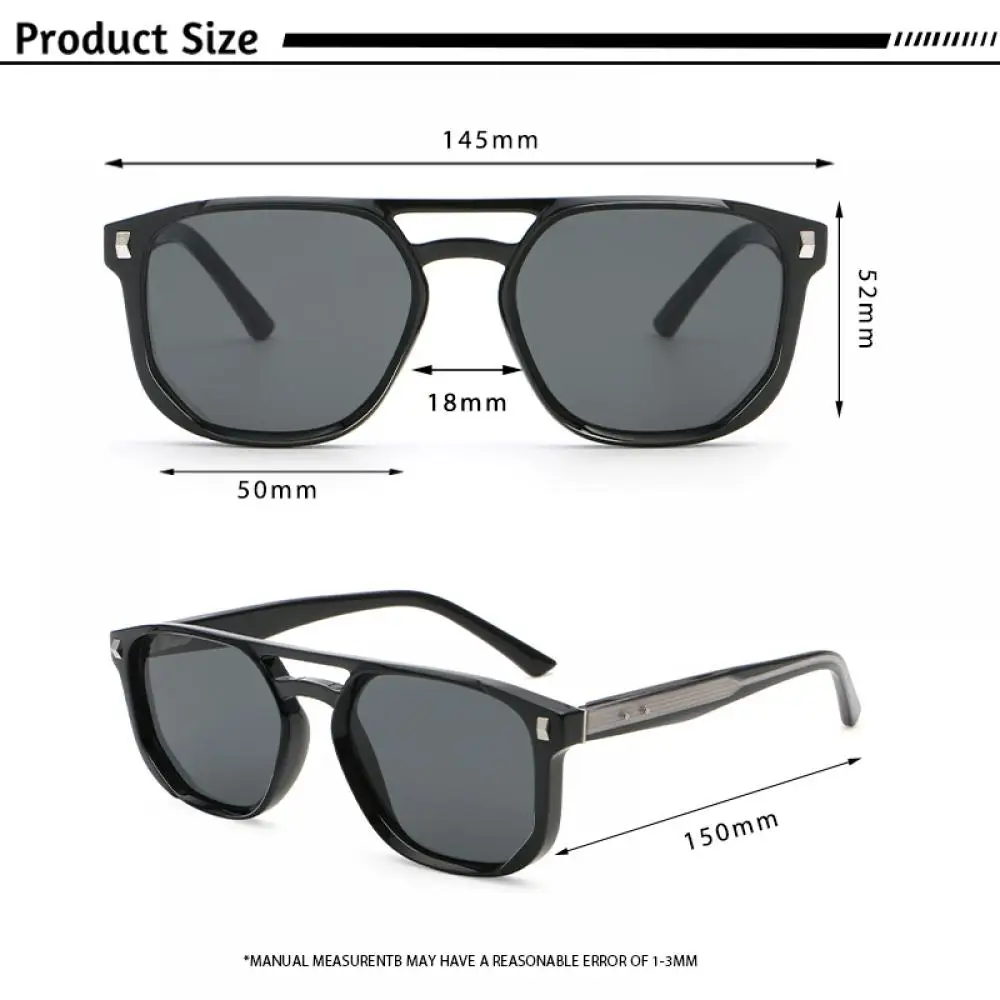 HBK Retro Men's Pilot Sunglasses Flat Top Double Bridge Design Gradient Sunglasses Women's Outdoor Travel Summer Glasses