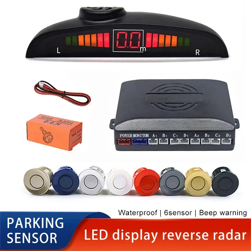 LED digital display Parking Sensor Kit 4 Sensors 22mm Reverse Radar Voice alarm Indicator System Car Reverse Radar