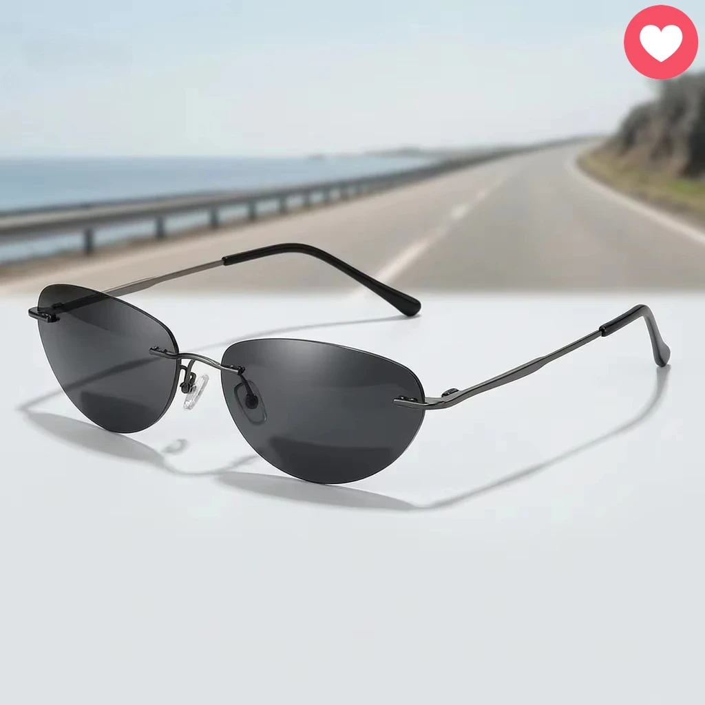 Sunglasses Men Ultralight Titanium Rimless Polarized UV Protection Cosplay Driving Fishing Outdoor Sports Fashion Personality