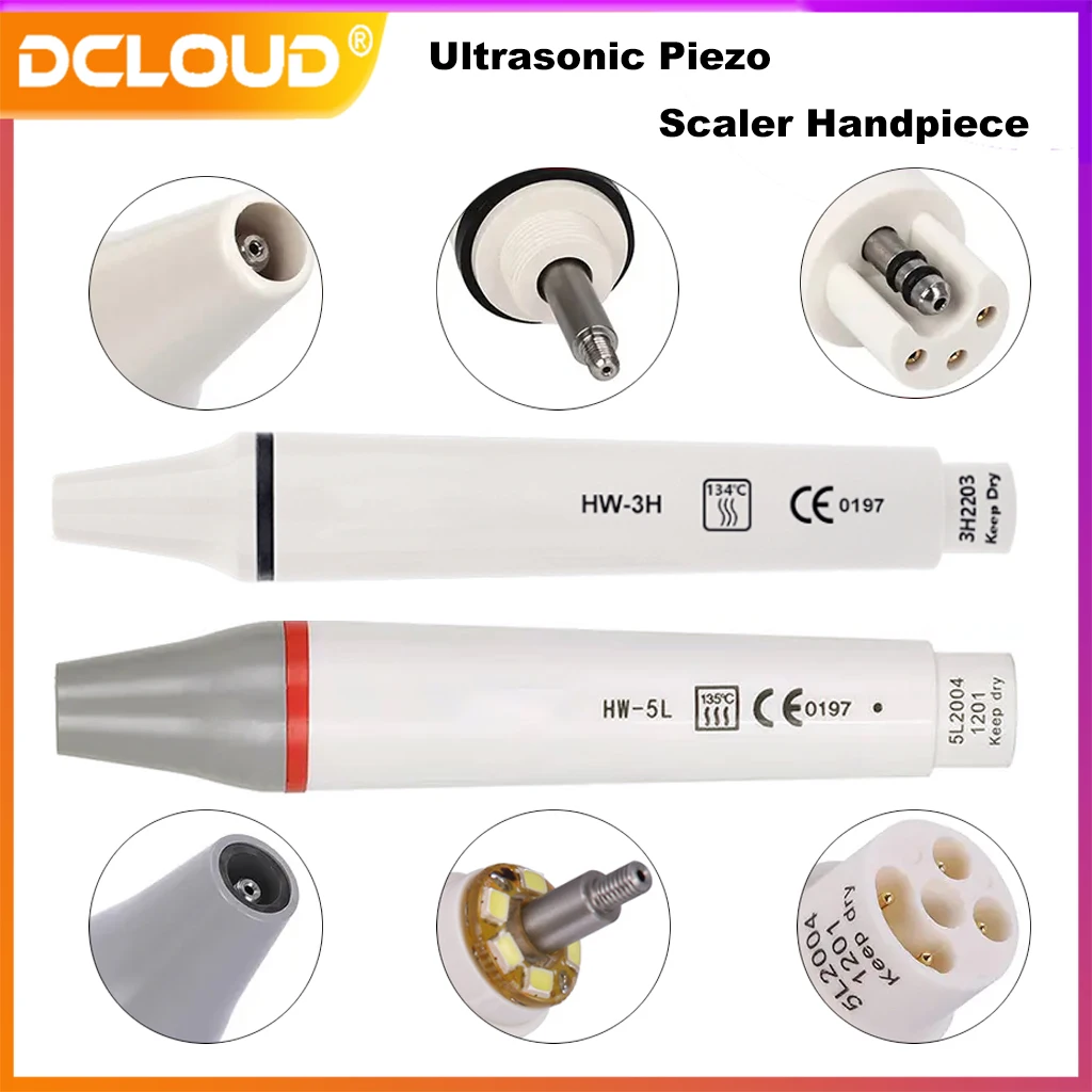 Dental Ultrasonic Scaler Handpiece Detachable LED Ligh HW-3H HW-5L Fit WOODPECKER/EMS Scaling Tips Teeth Whitening Sterilized