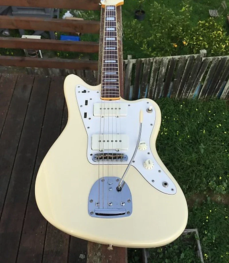 Clearance Cream White Jazzmaster  Electric Guitar Large Block Inlay Single Coil Pickups Floating Tremolo Bridge Whammy bar