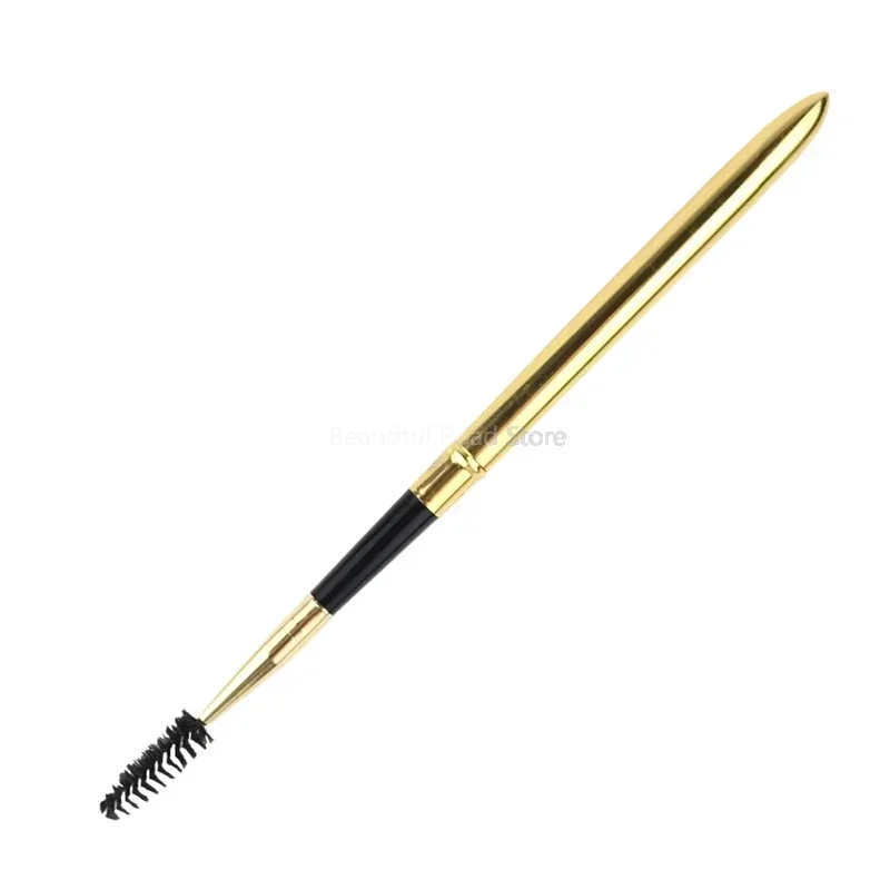 Pennello per trucco per ciglia retrattile in oro Mascara portatile Bacchetta a spirale Applicatore Spooler Strumento cosmetico per estensione ciglia portatile