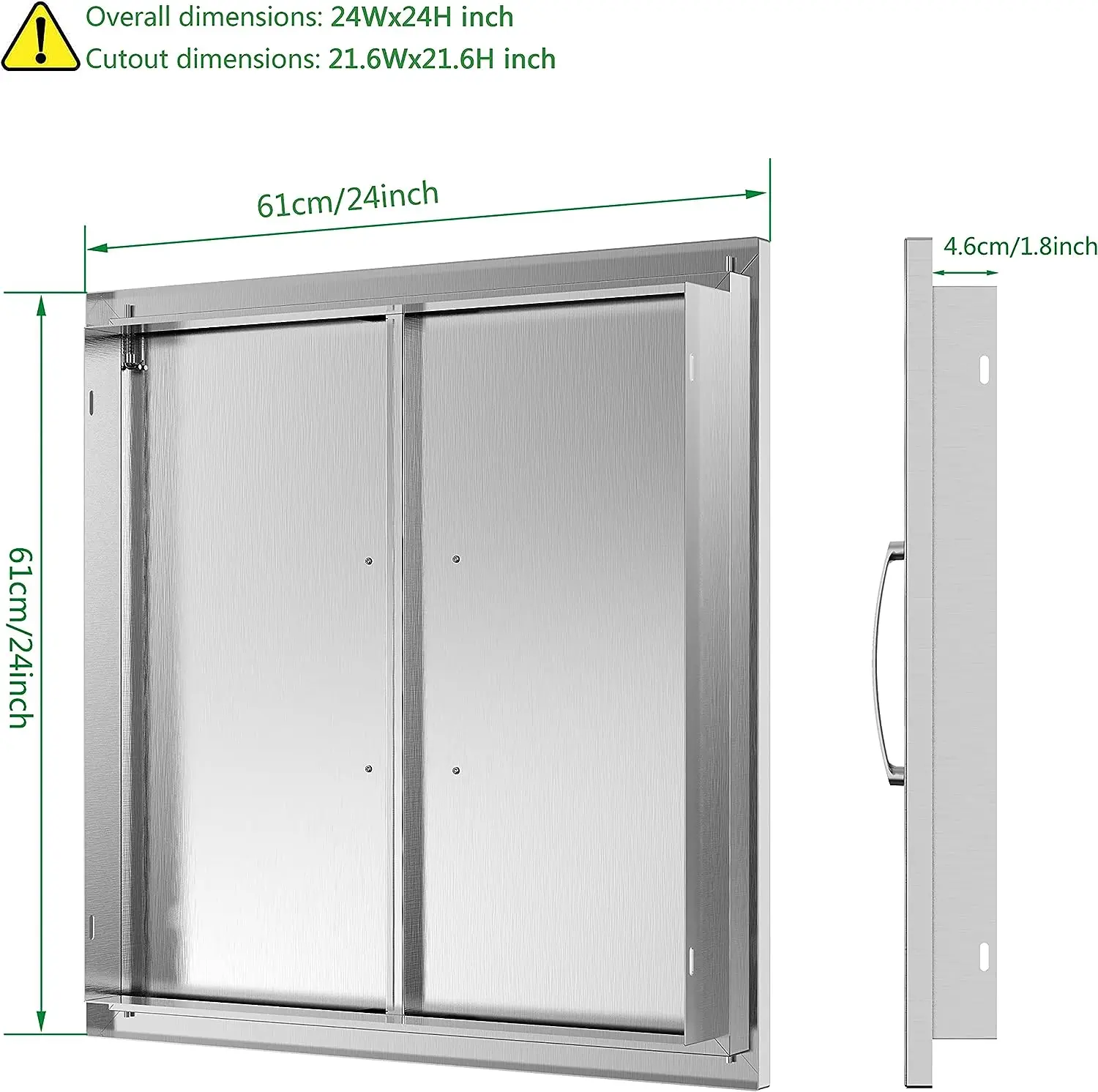 24W x 24H Stainless Steel Double Door with Latch Rustproof Indoor Outdoor Versatile Access Door with Premium Handle Smooth Edges