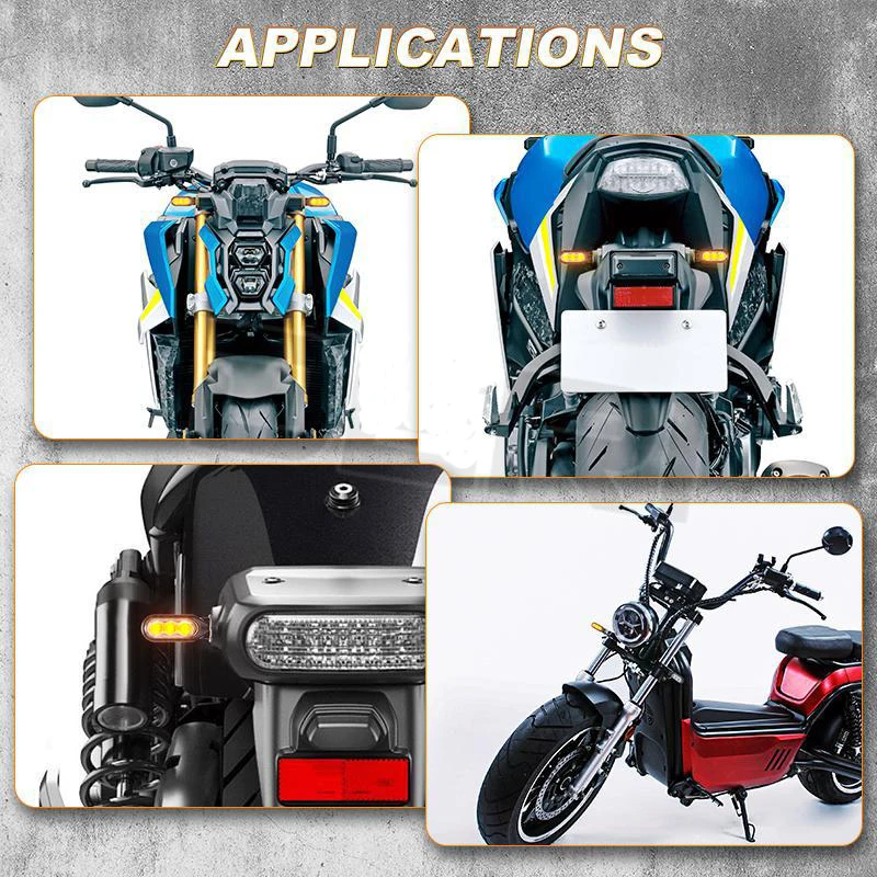 Mini Motorcycle LED Turn Signal Lights Dynamic Flowing Water Signal Lamp 12V 10mm Break Lamp 3LED Turn Light For Cafe Race