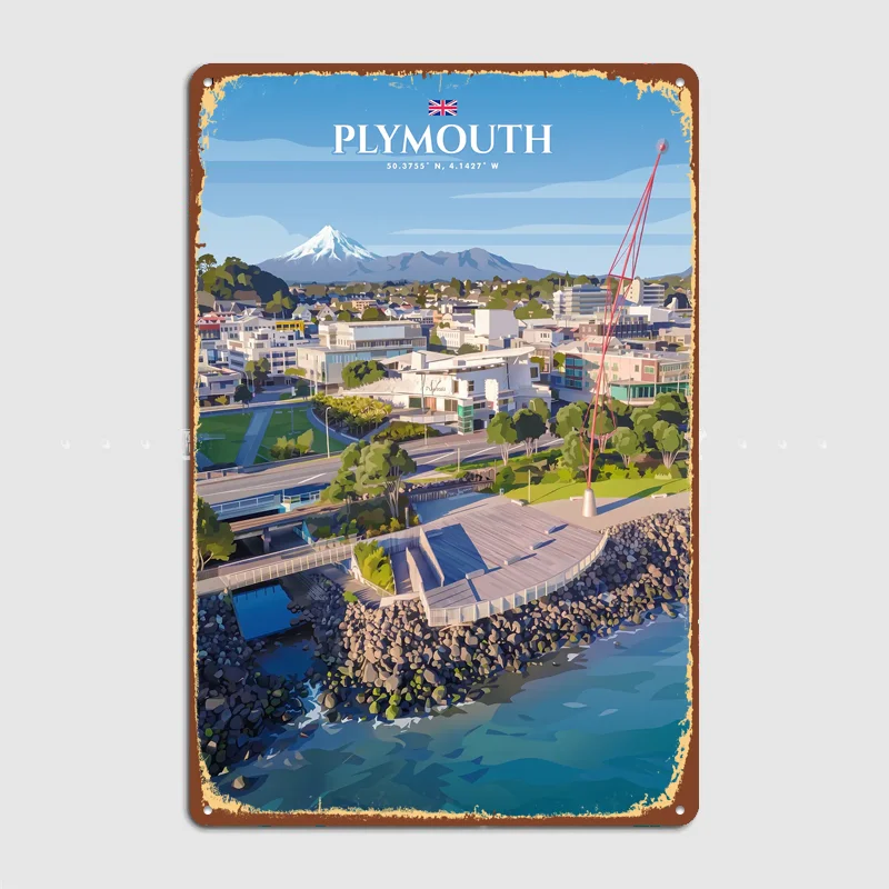 Plymouth Travel Poster Metal Custom Sign Living Room Wall Indoor Decor Room Decoration Bedroom Posters Home Decor