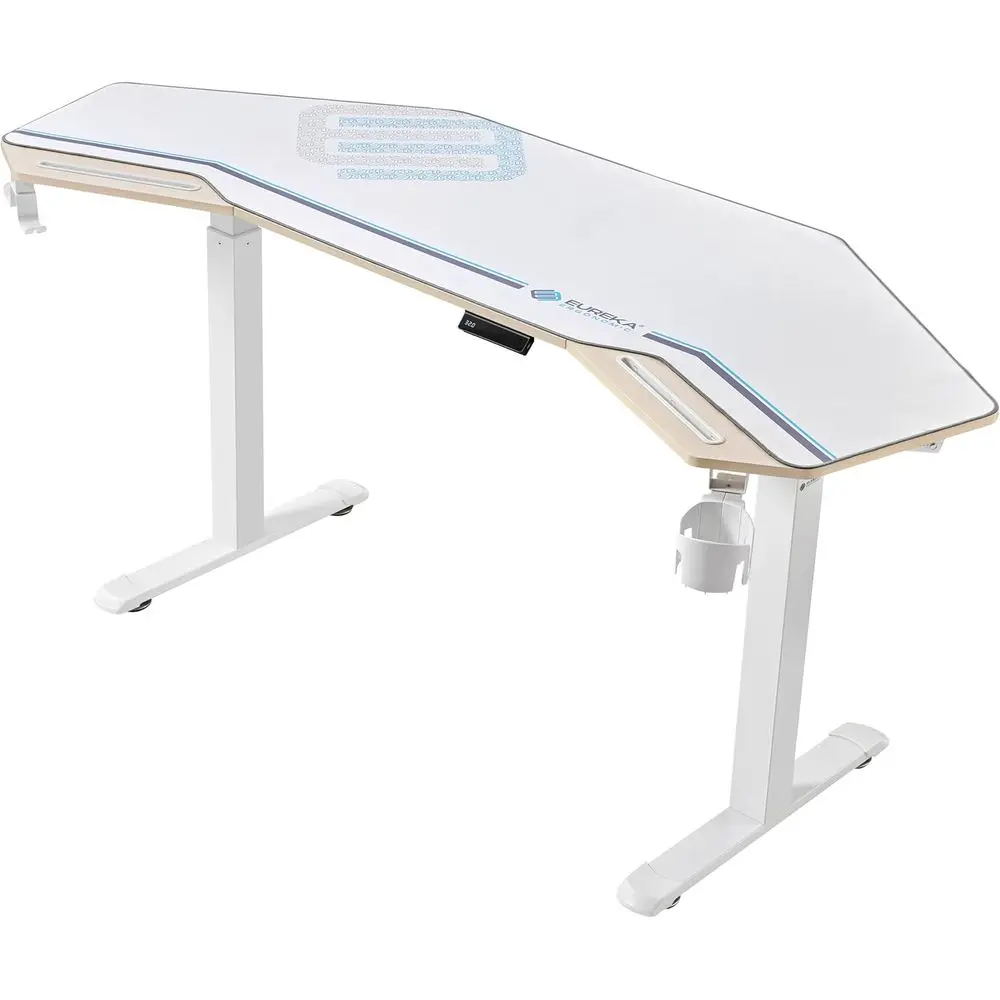 

72 Wing-Shaped Electric Adjustable Height Desk, Large Maple Computer Desk for Music Studios