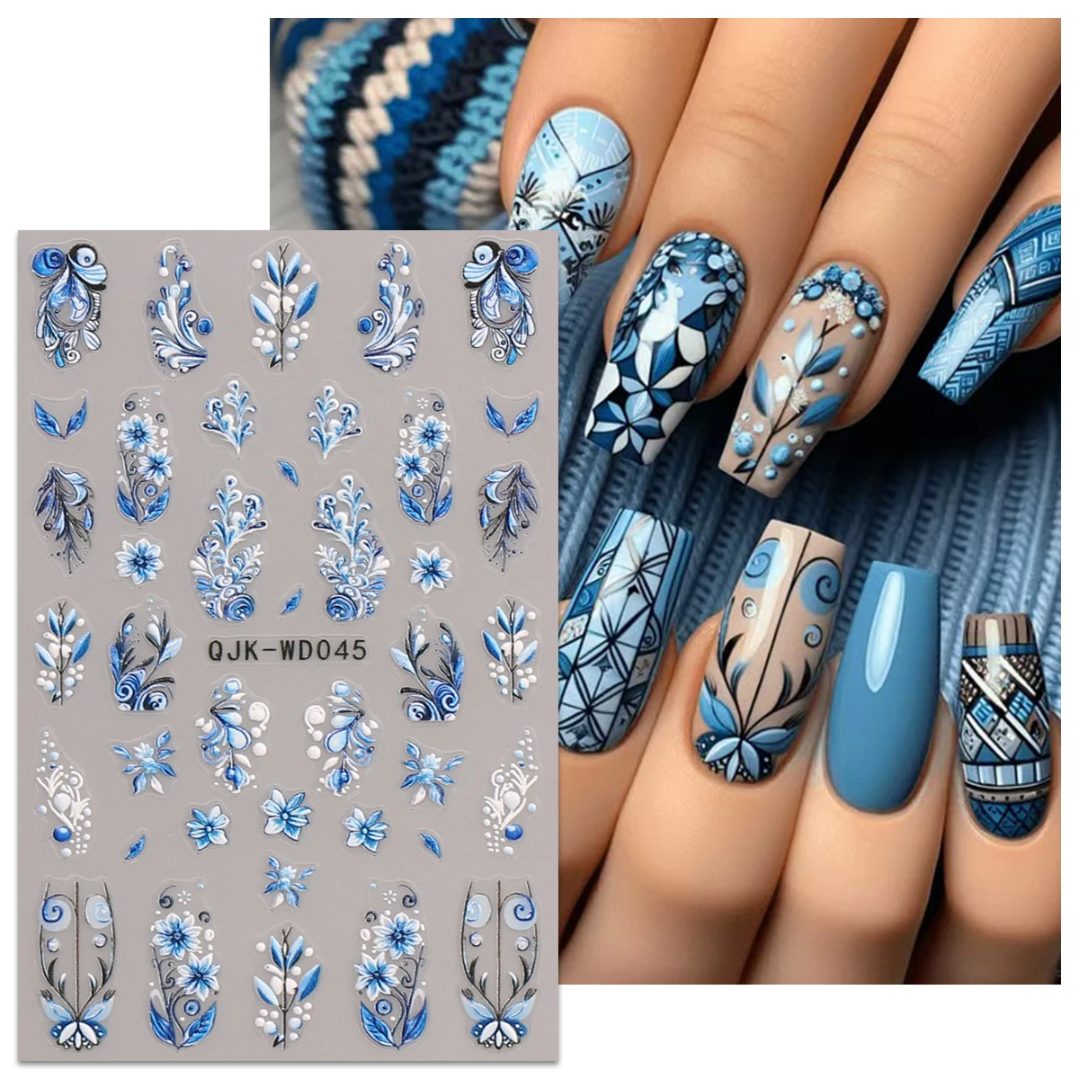 2 uds pegatinas de decoración de uñas en relieve con patrón bohemio, calcomanías artísticas para decoración de uñas, fácil de aplicar, bricolaje, regalo, maquillaje de fiesta