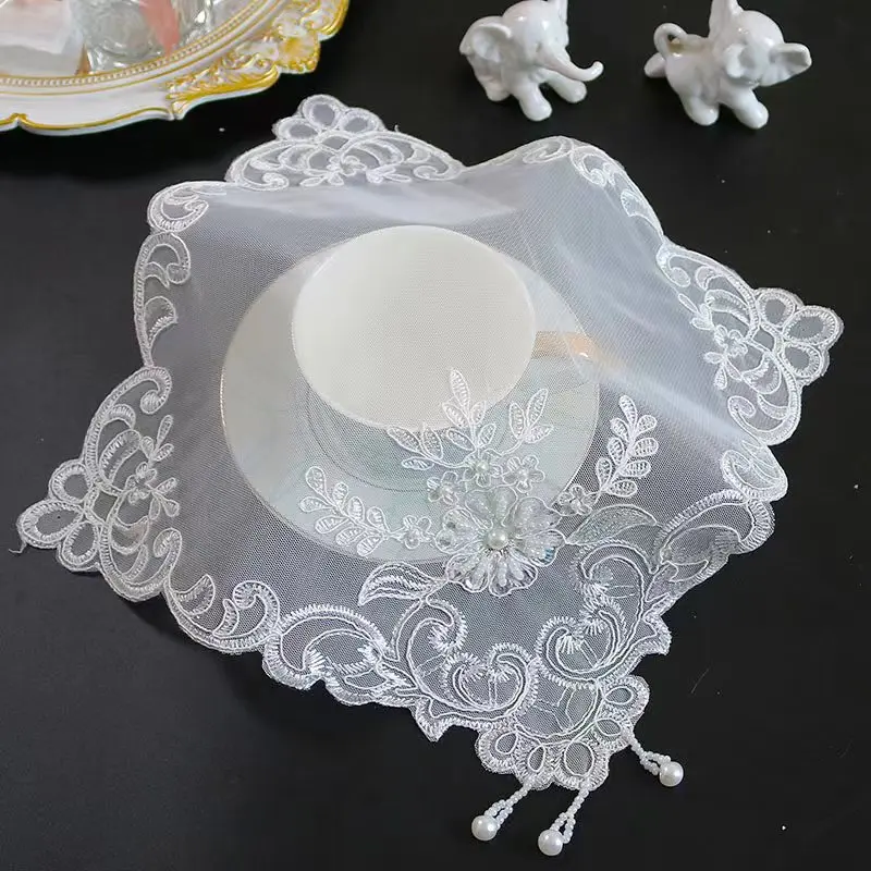 NEW mesh bead flower embroidery table place mat cloth Wedding Christmas dining placemat kitchen Table decoration and accessories