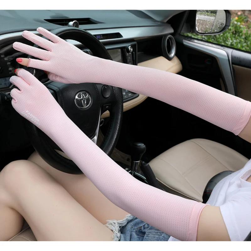 UV Solar Arm Sleeves Mesh Cycling Gloves Hand Long Sleeves Driving Arm Cover Summer Woman Cool Muff Sun Protection Motorcyclist