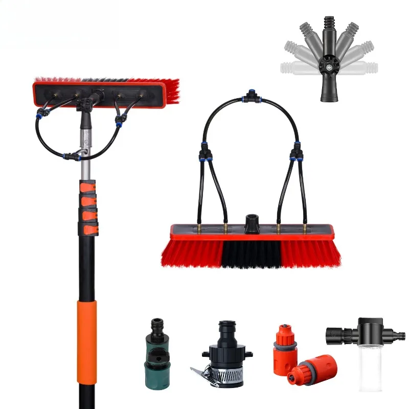 Solar photovoltaic panel glass curtain wall cleaning brush telescopic rod water brush set photovoltaic panel brush