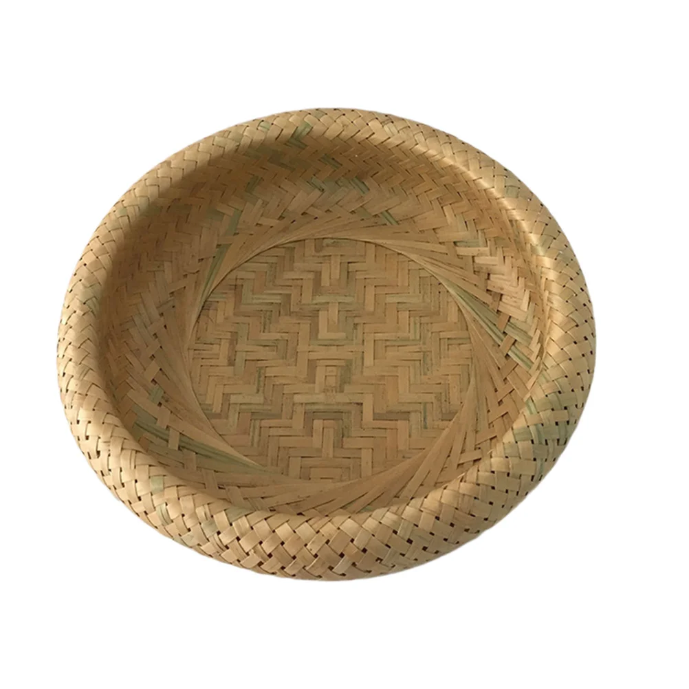 

Bamboo Bread Basket Woven Storage Fruit Plate Bowl Dish Kitchen Organizer Garden