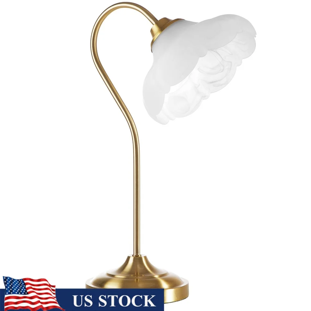 

19 Inch Gold Metal Table Lamp with Glass Petal Shade Energy Efficient Design Home Office Customizable Lighting
