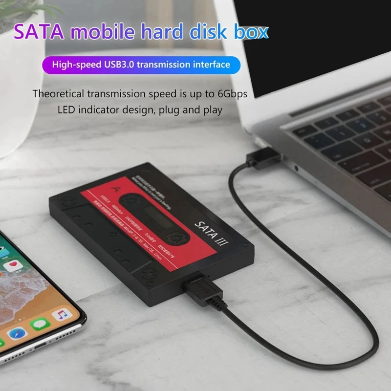 2.5'' HDD Enclosure SATA to USB3.0 External Hard Drive Case 5GbpsType-C HDD Case Hard Disk Box With DIY Sticker PC Accessories