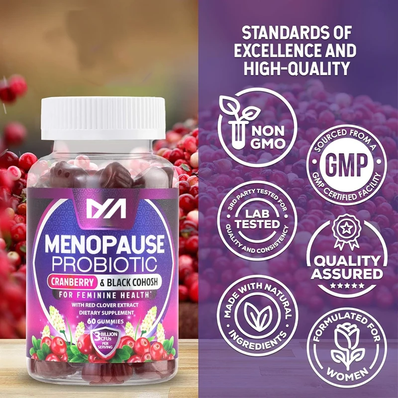 

Women's menopausal probiotic gummies containing cranberries, 3 billion colony units -60 gummies